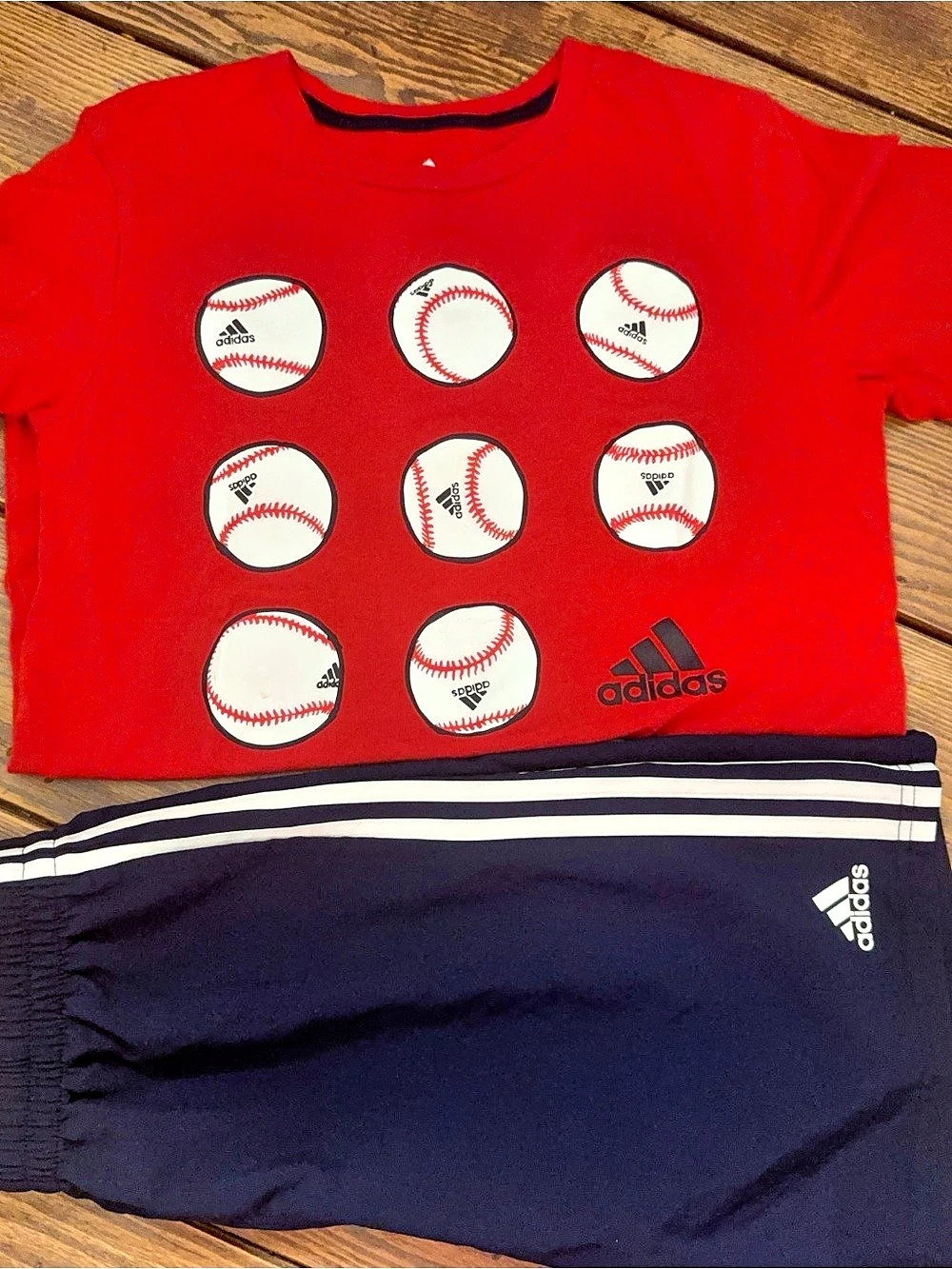 adidas Boys Baseball Matching Set Red & Blue Boys L